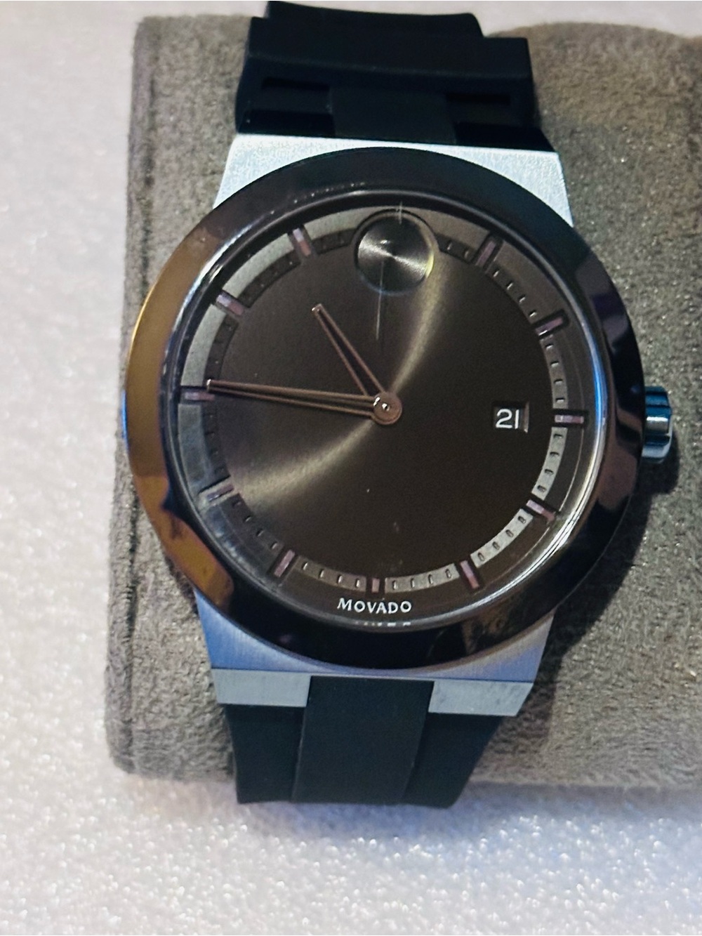Movado Men's Black Dial Stainless Case Watch with Black Strap- NO BOX